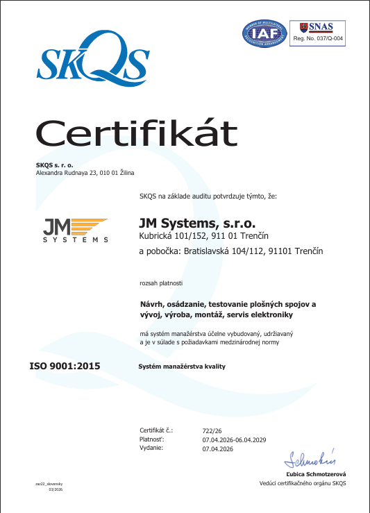 Náhľad certifikátu ISO 9001