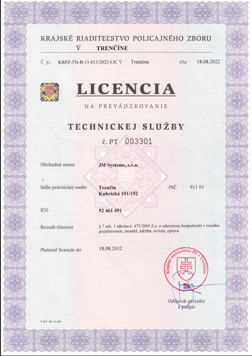 Náhľad licencie TS